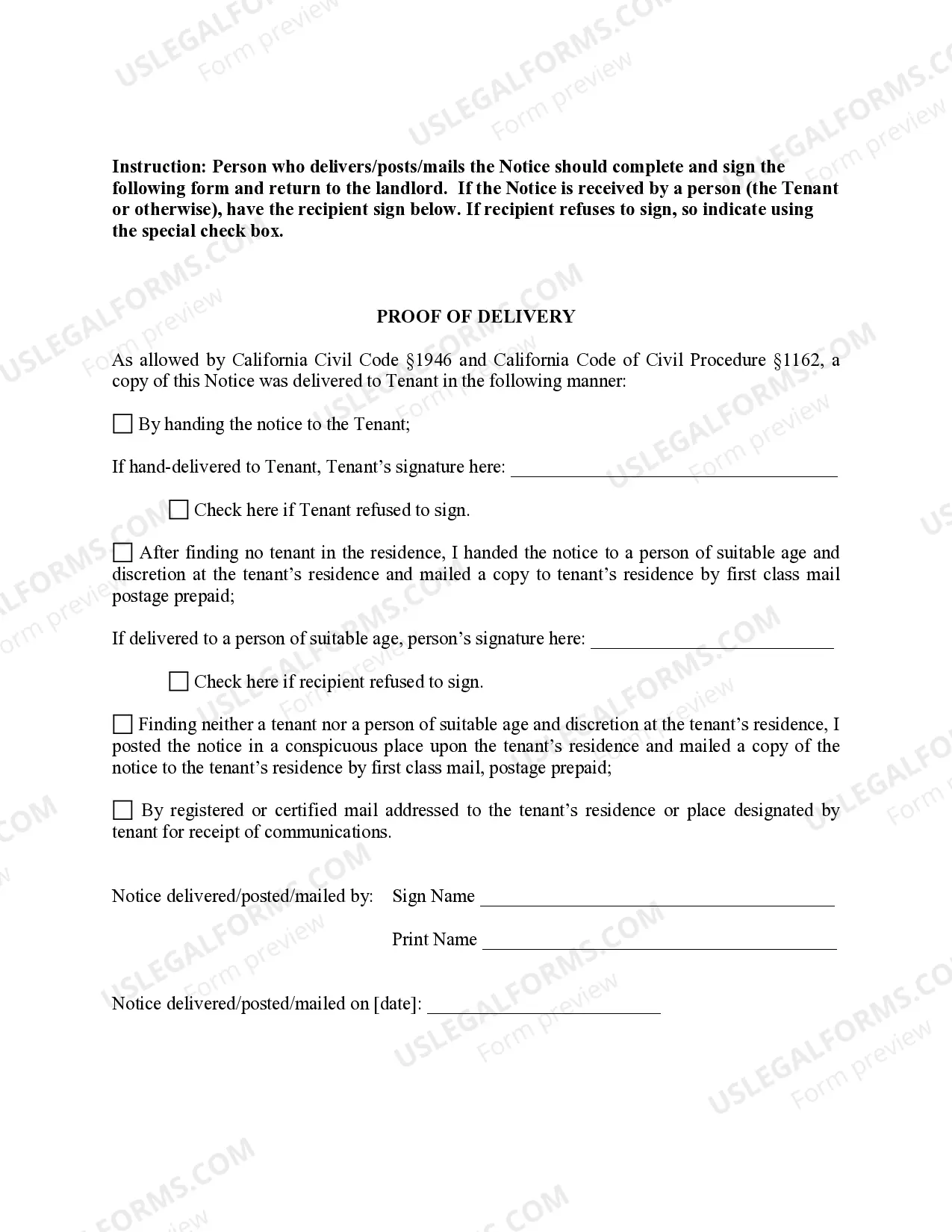 Preview 60 Day Notice of Termination - Residential Month-to-Month Tenancy