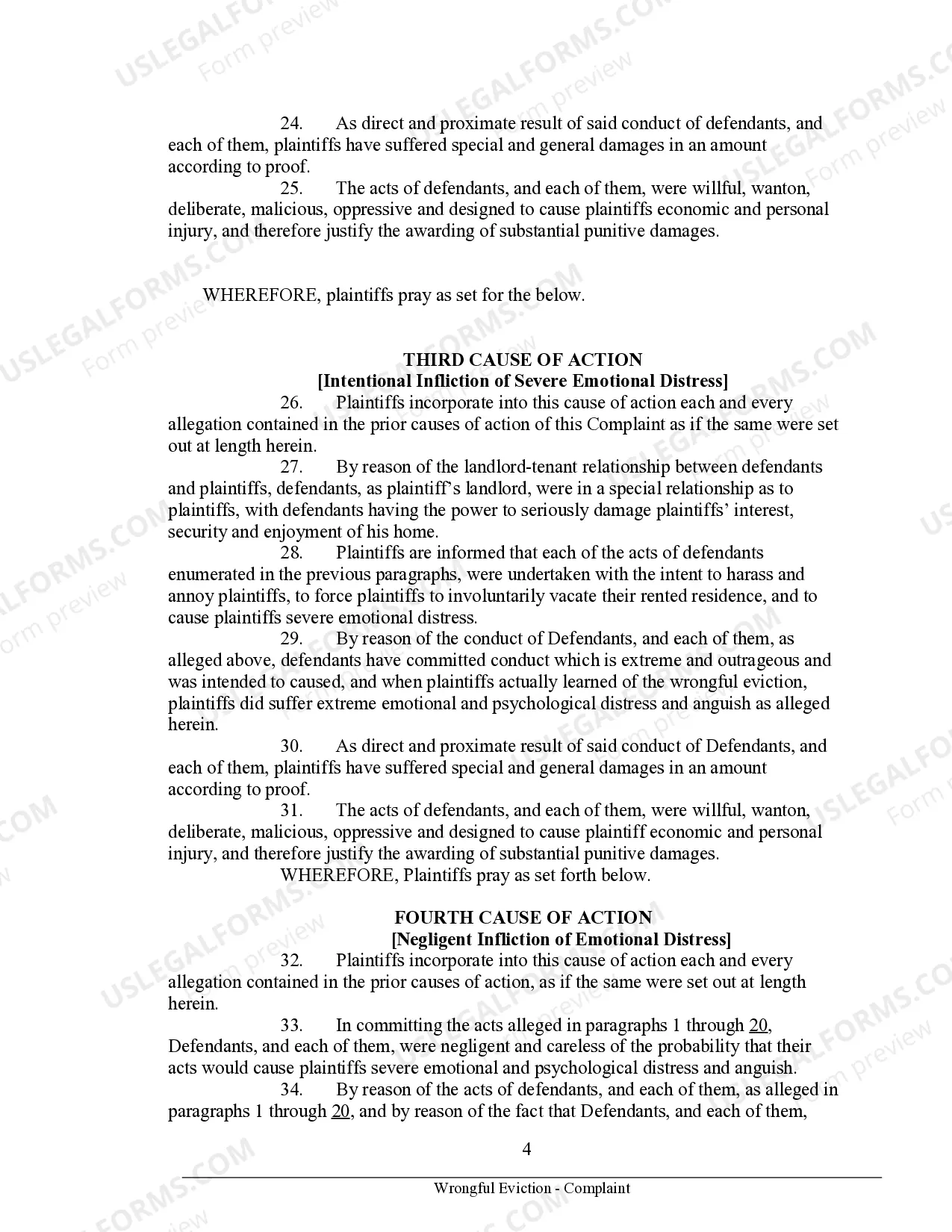 Preview Complaint for Wrongul Eviction