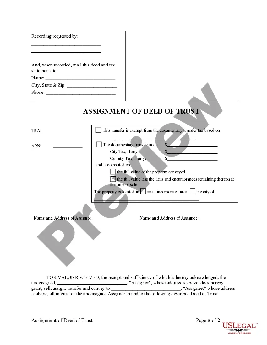 Get Assignment of Deed of Trust by Individual Mortgage Holder Preview Assignment of Deed of Trust by Individual Mortgage Holder