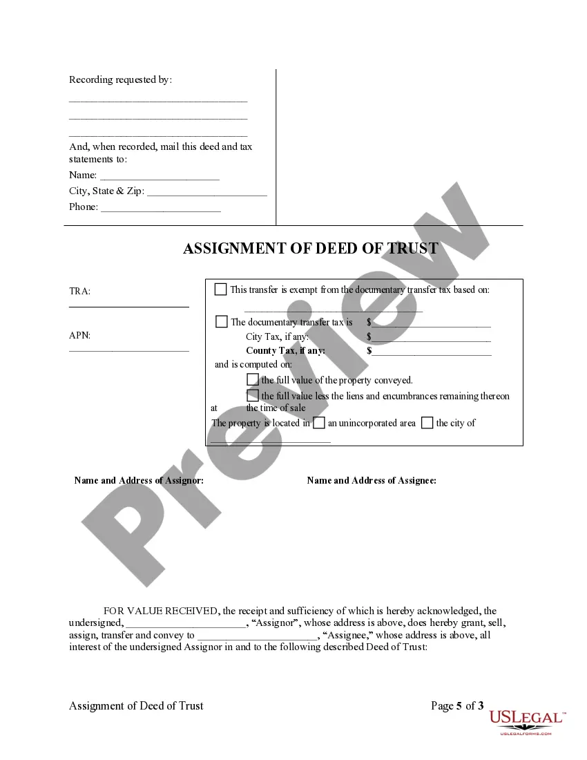 Preview Assignment of Deed of Trust by Corporate Mortgage Holder