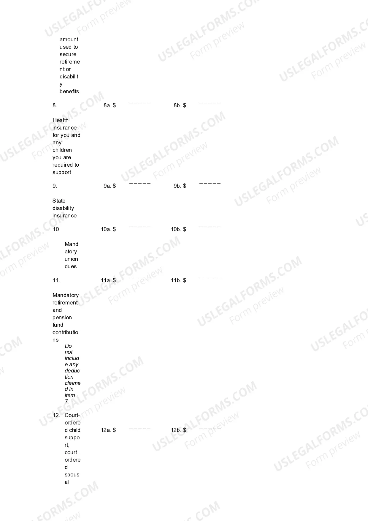 Preview Income Information - Family Law