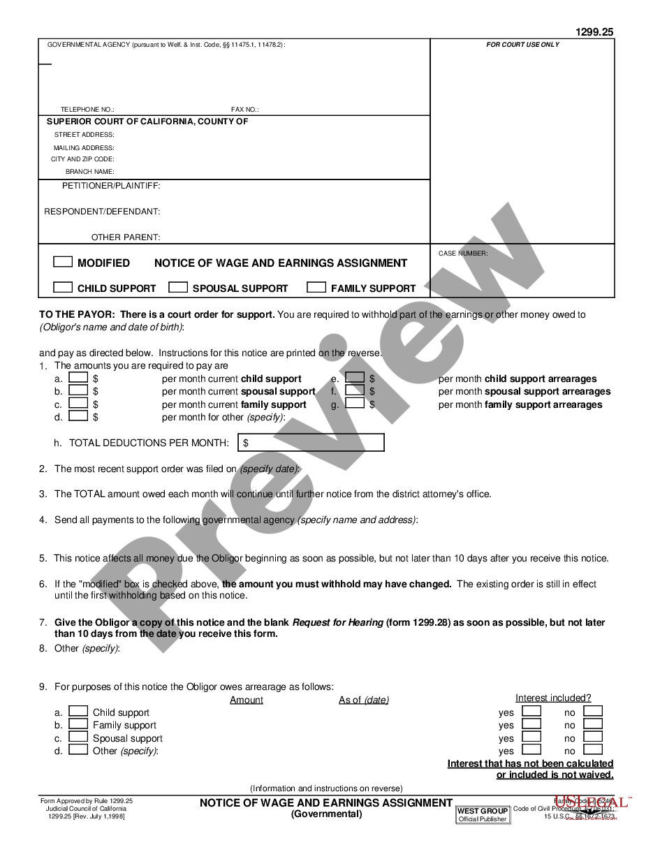 page 0 Notice of Wage and Earnings Assignment preview