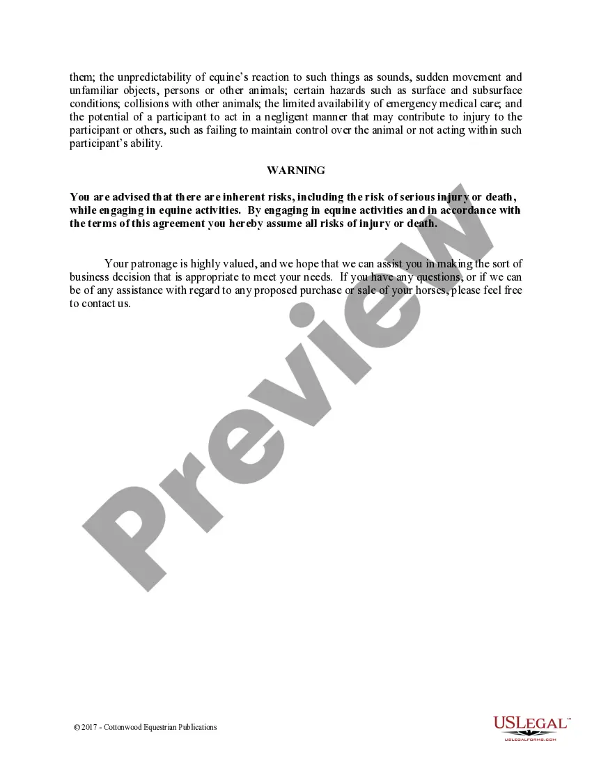 Preview Pre-Purchase Recommendations - Horse Equine Forms