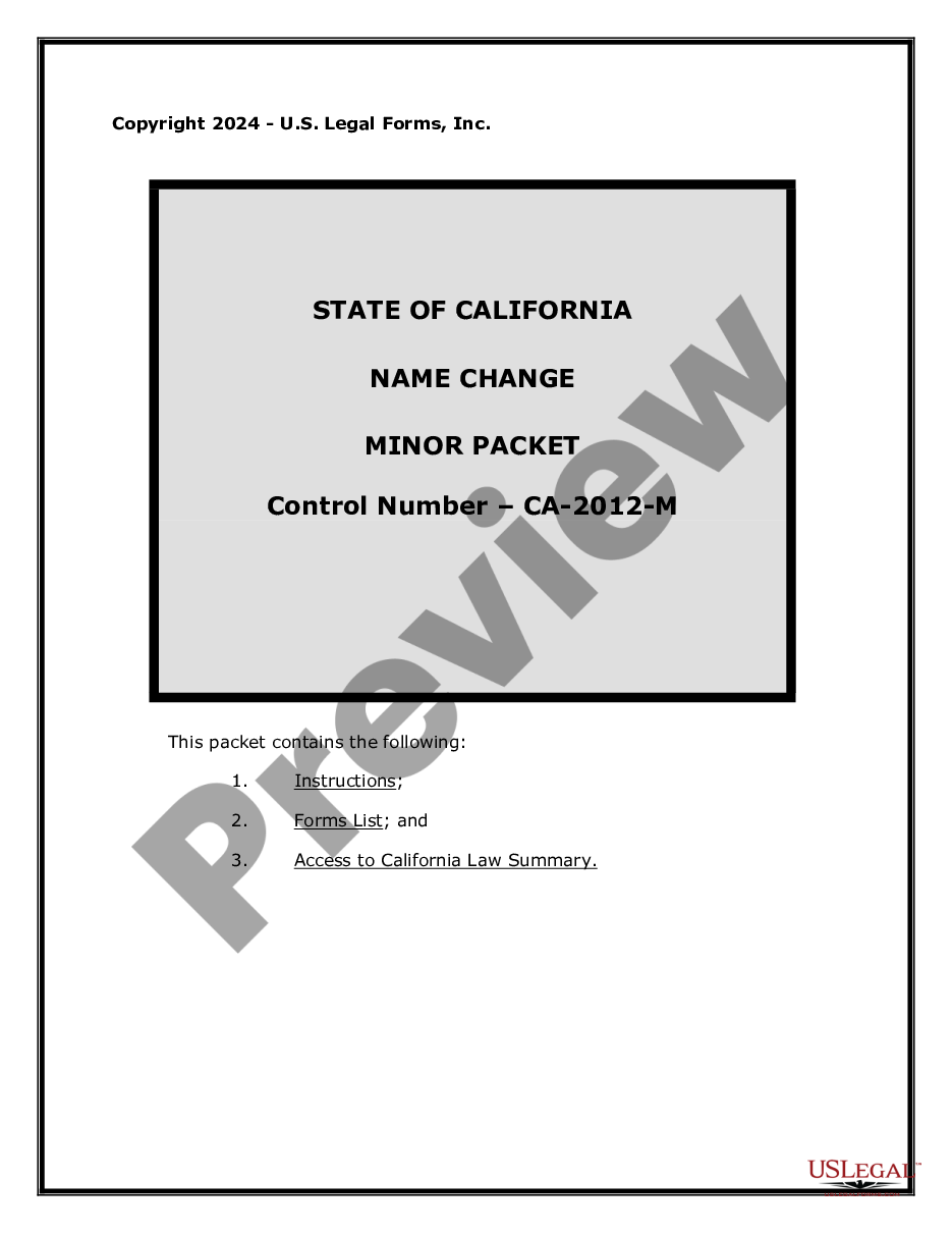 page 0 California Name Change Instructions and Forms Package for a Minor preview