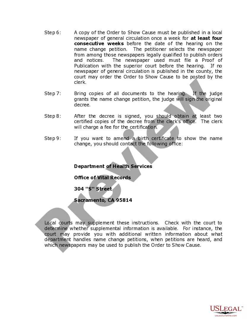 Preview California Minor Name Change Package to Conform to Gender Identity