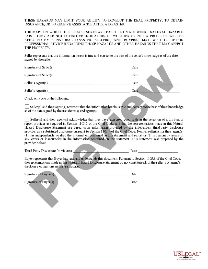Preview Natural Hazard Disclosure Statement