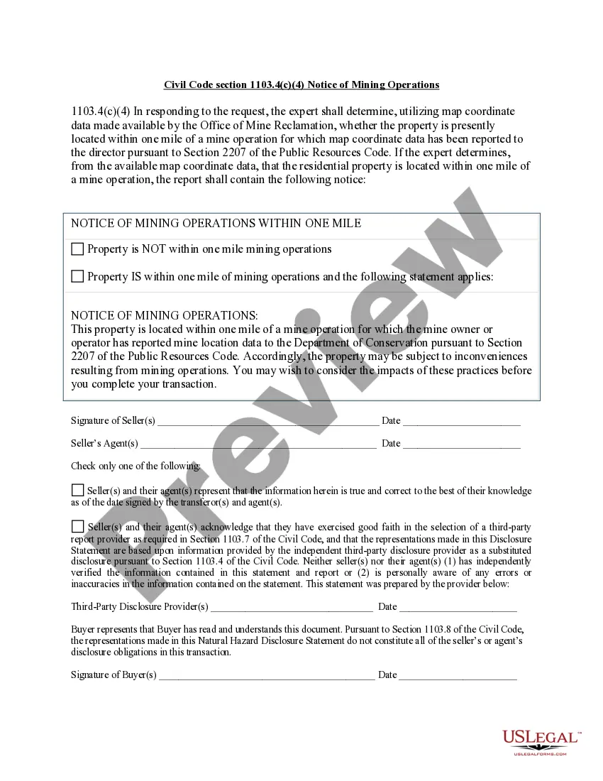 Preview Natural Hazard Disclosure Statement
