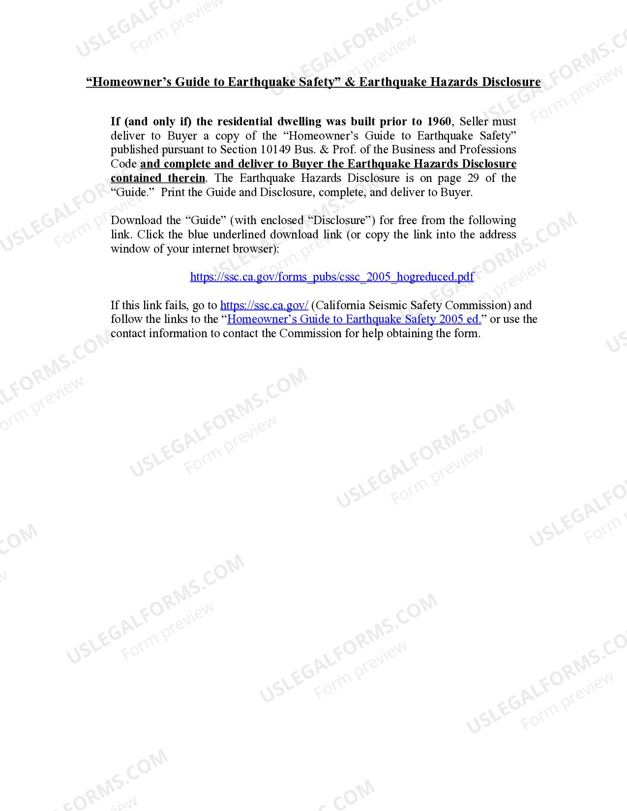 California Mold Disclosure Form US Legal Forms