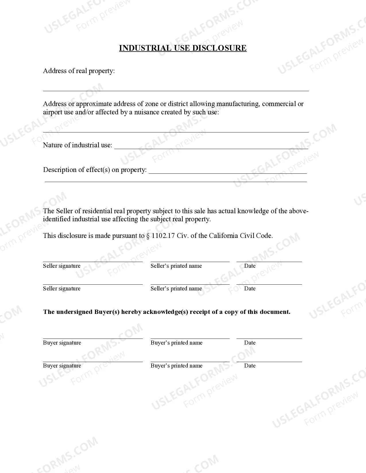 Preview Supplemental Disclosure Package for Residential Real Estate Sale