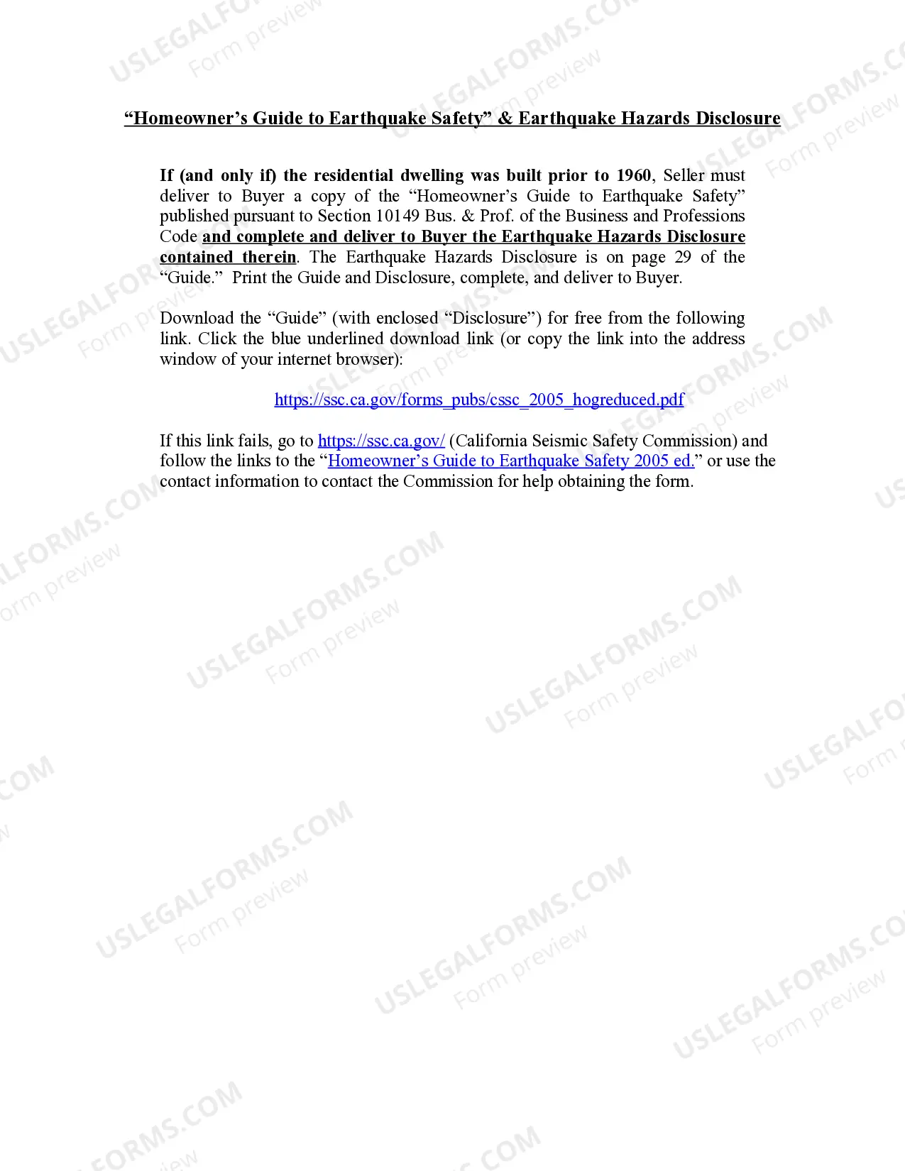 Preview Supplemental Disclosure Package for Residential Real Estate Sale