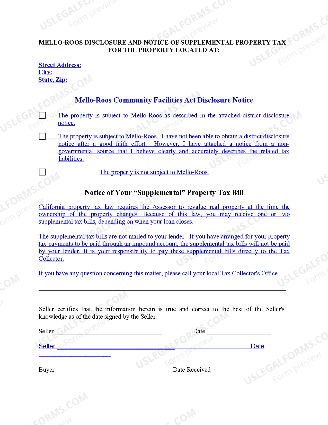Preview Supplemental Disclosure Package for Residential Real Estate Sale