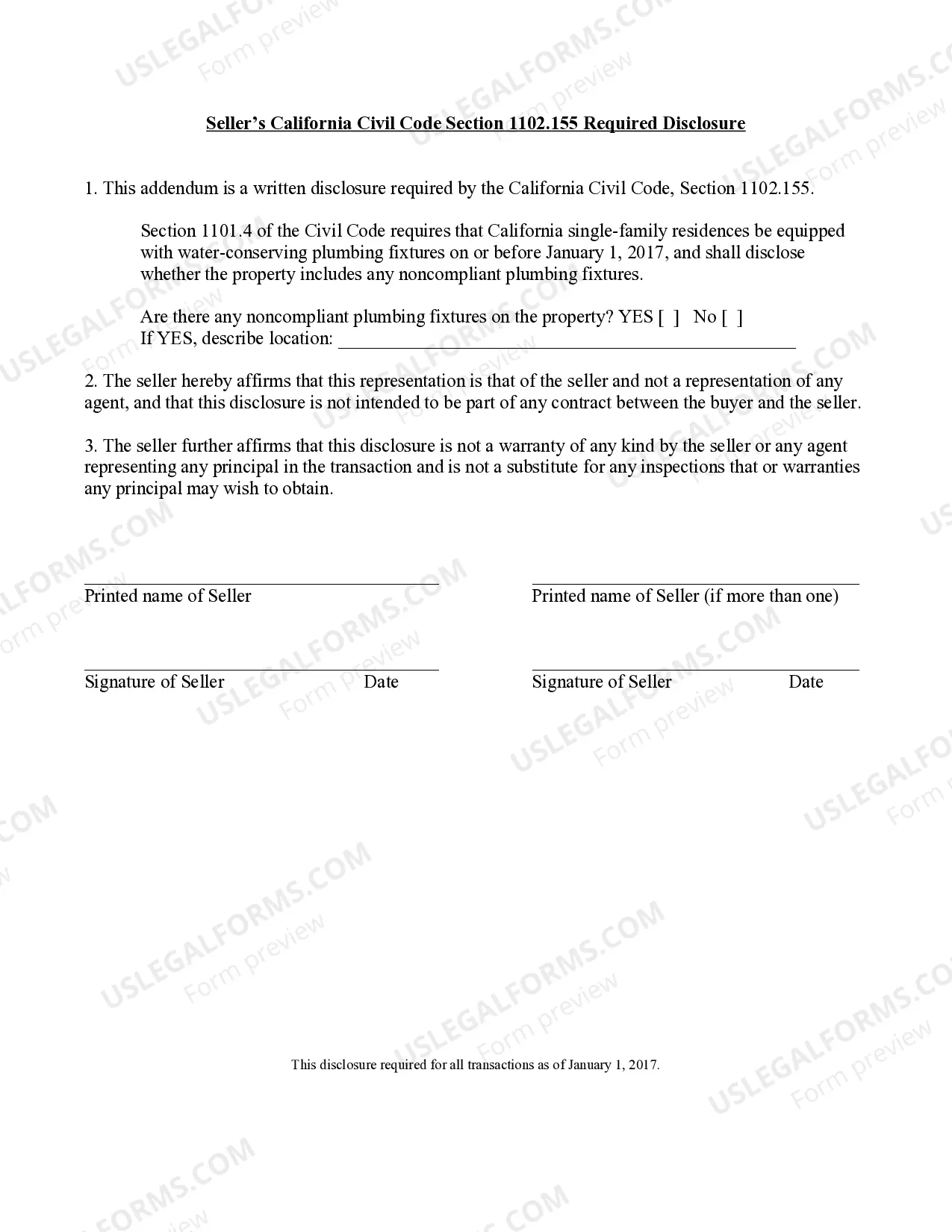 Preview Residential Real Estate Sales Disclosure Statement