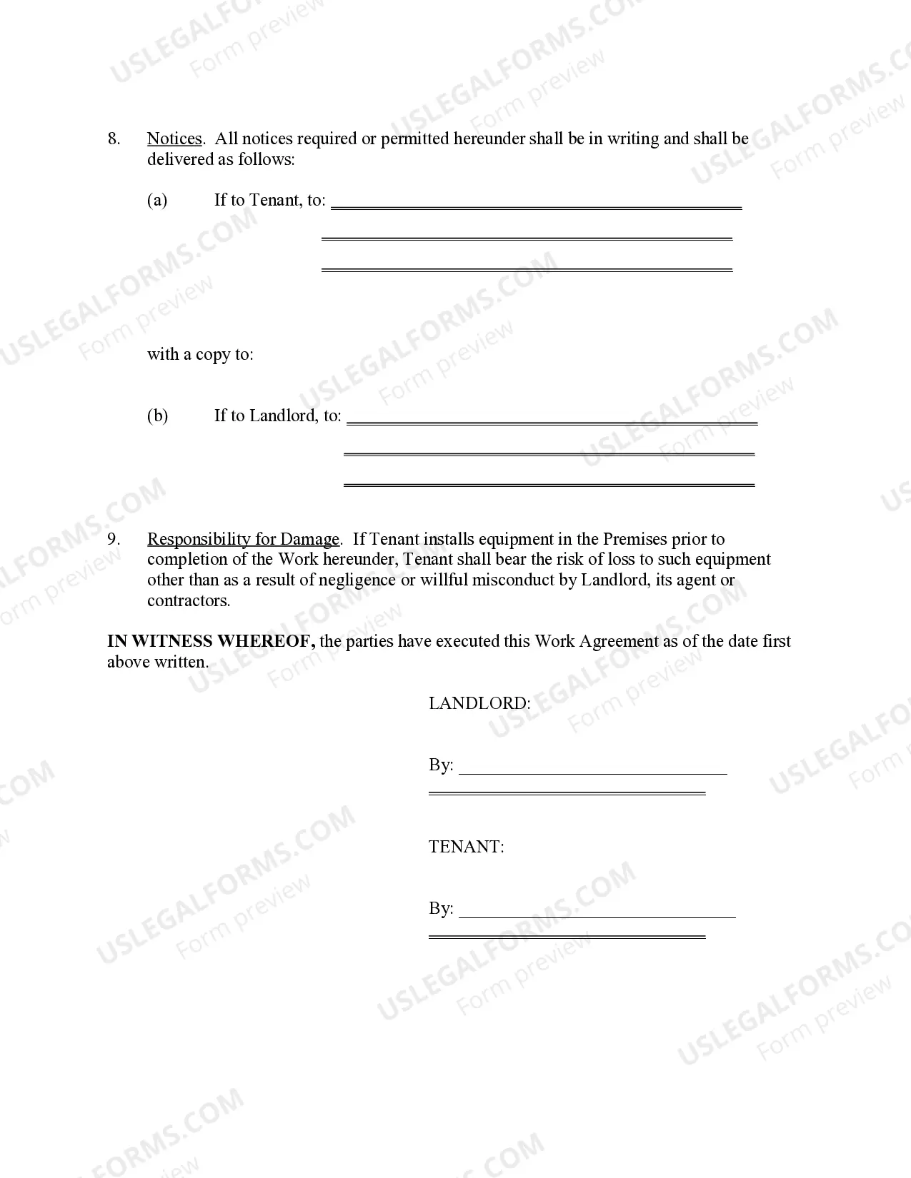 Preview Work Agreement