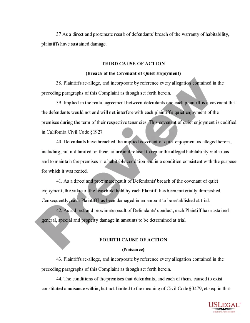 Preview Second Amended Complaint for Bed Bug Claim