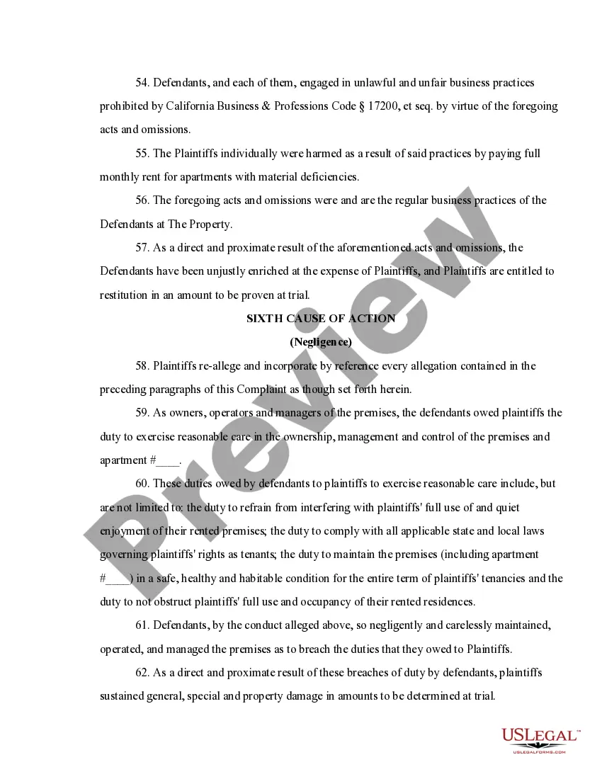 Preview Second Amended Complaint for Bed Bug Claim