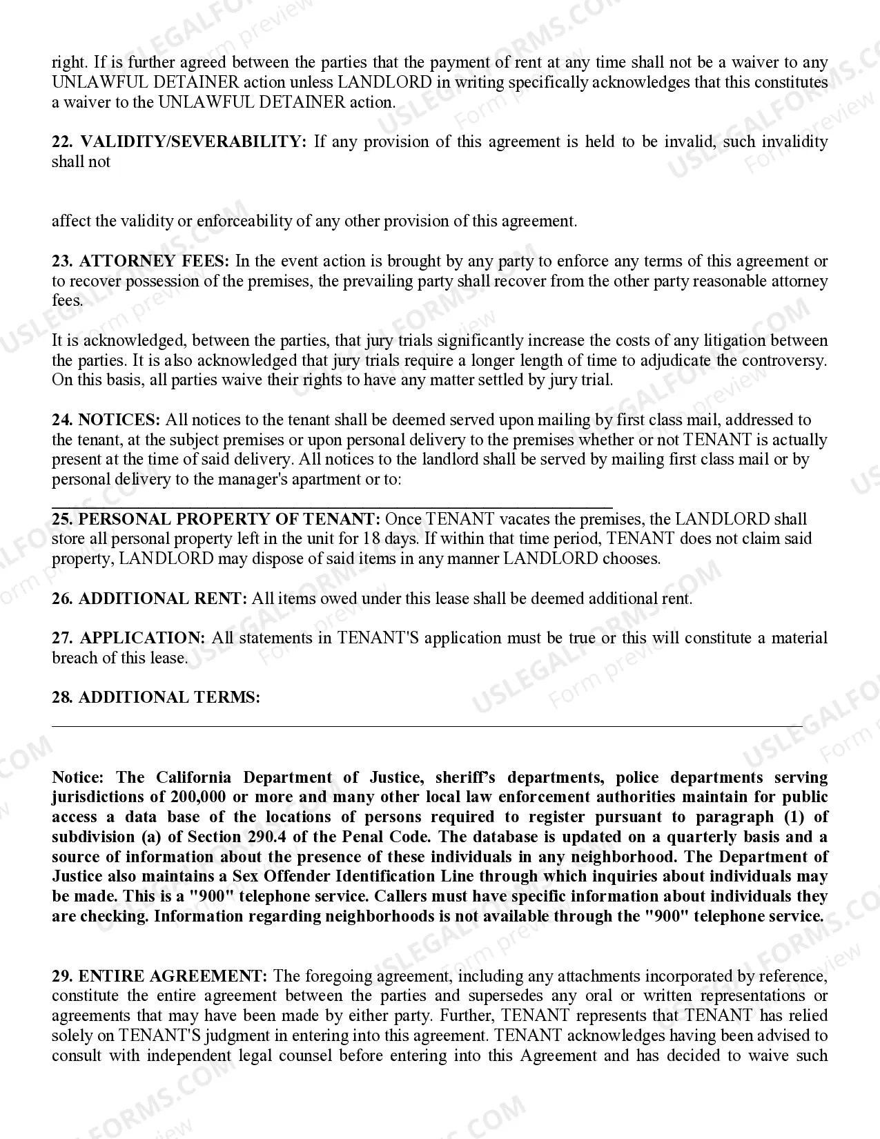 Preview Residential Lease Rental Agreement