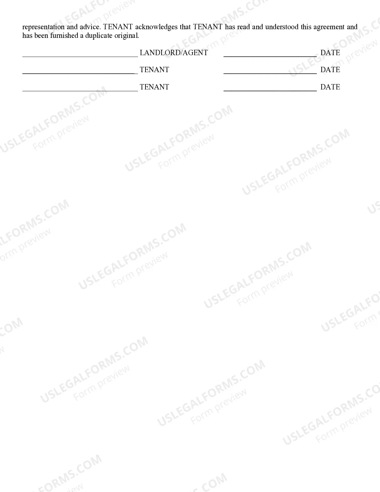 Preview Residential Lease Rental Agreement