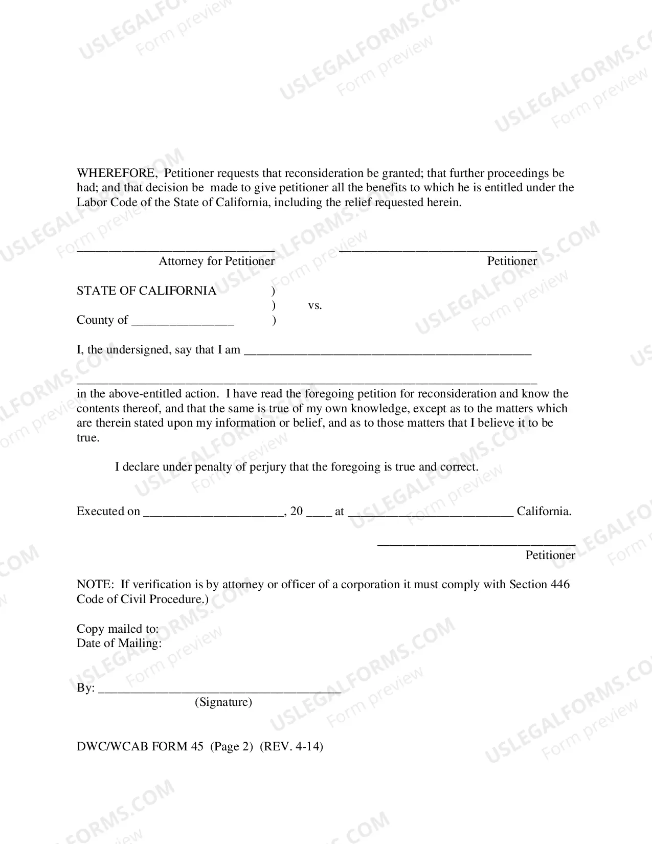 Preview Petition for Reconsideration for Workers' Compensation