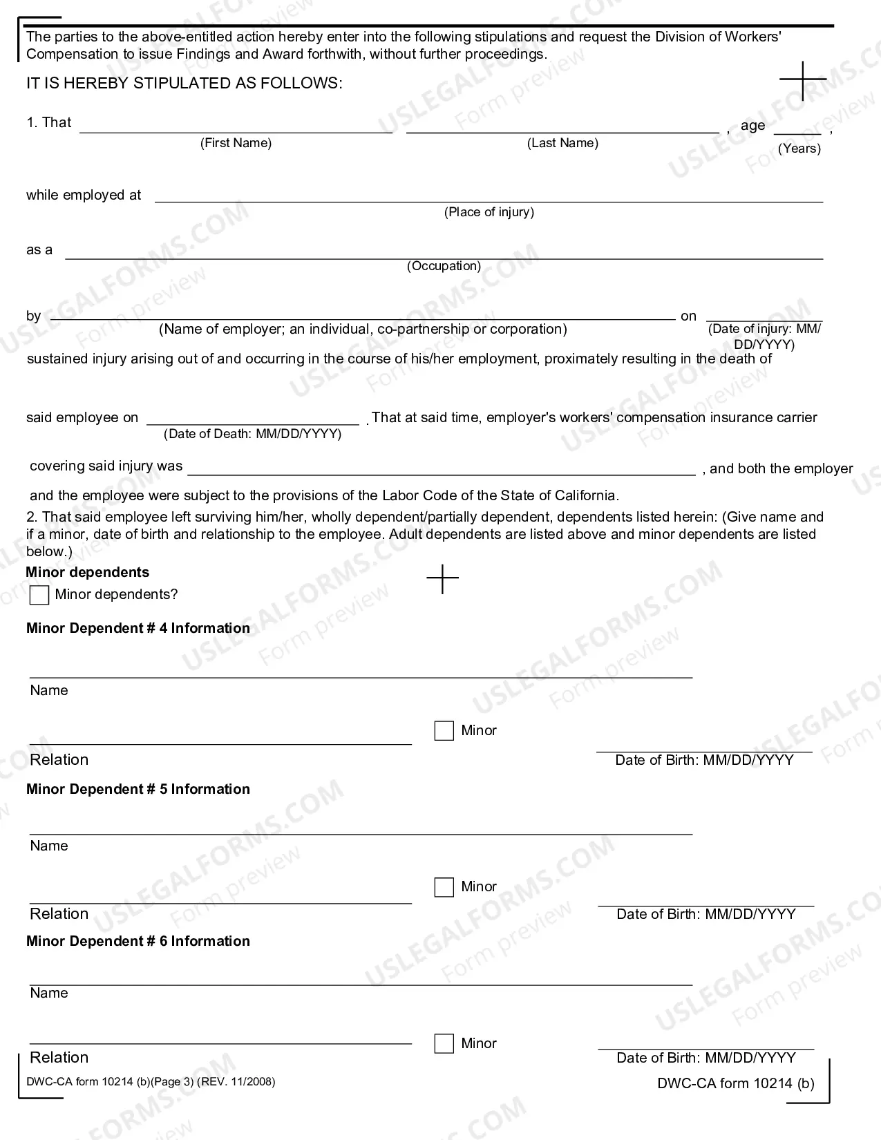 Preview Stipulation for Award Death for Workers' Compensation