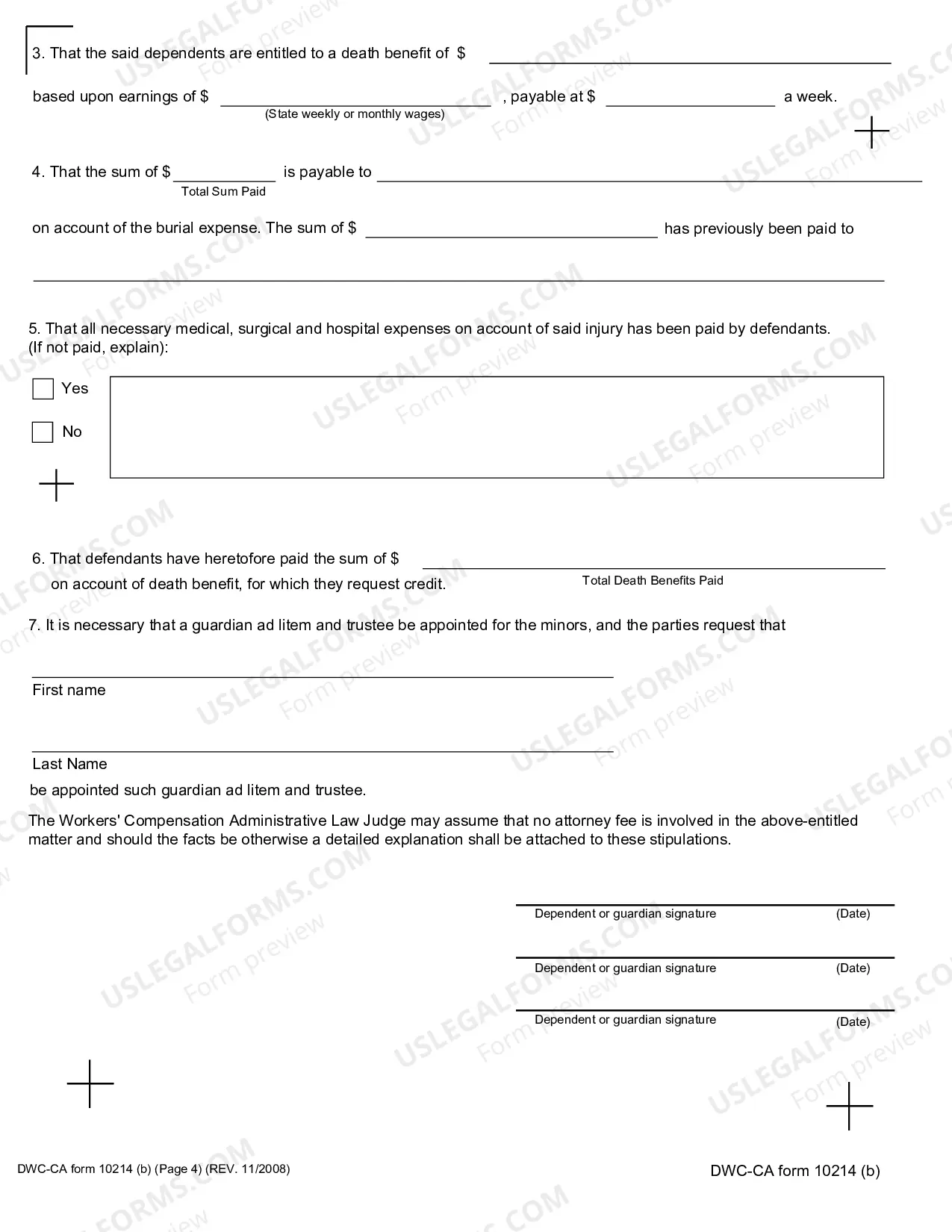 Preview Stipulation for Award Death for Workers' Compensation