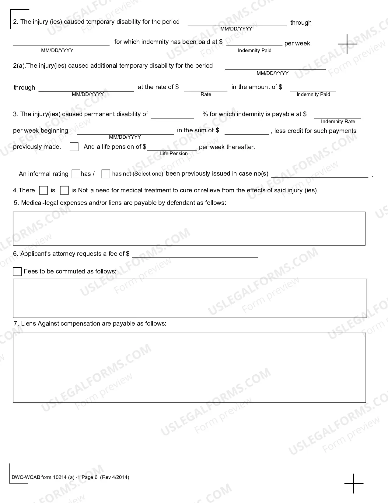 Preview Stipulations for Award for Workers' Compensation