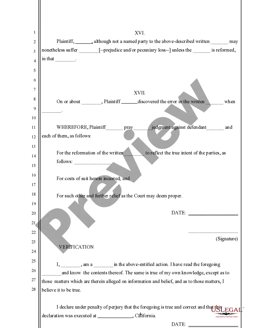 Get Complaint for Reformation of Contract Preview Complaint for Reformation of Contract