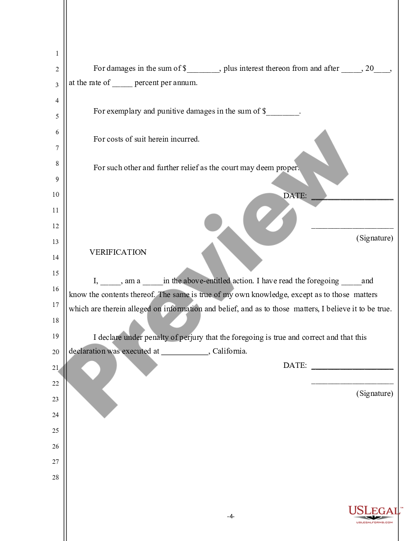 California Complaint for Cancellation of Written Instrument ...