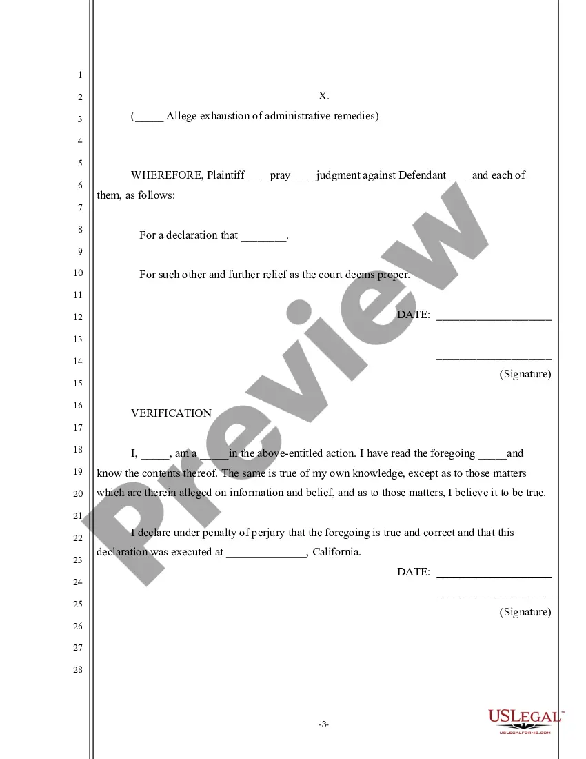Preview Complaint for Declaratory Relief of Dispute