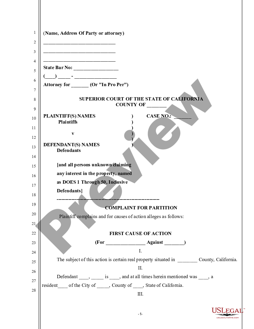 california-complaint-for-partition-of-real-property-letter-warning-of