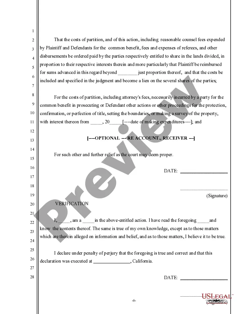 Get Complaint for Partition of Real Property Preview Complaint for Partition of Real Property