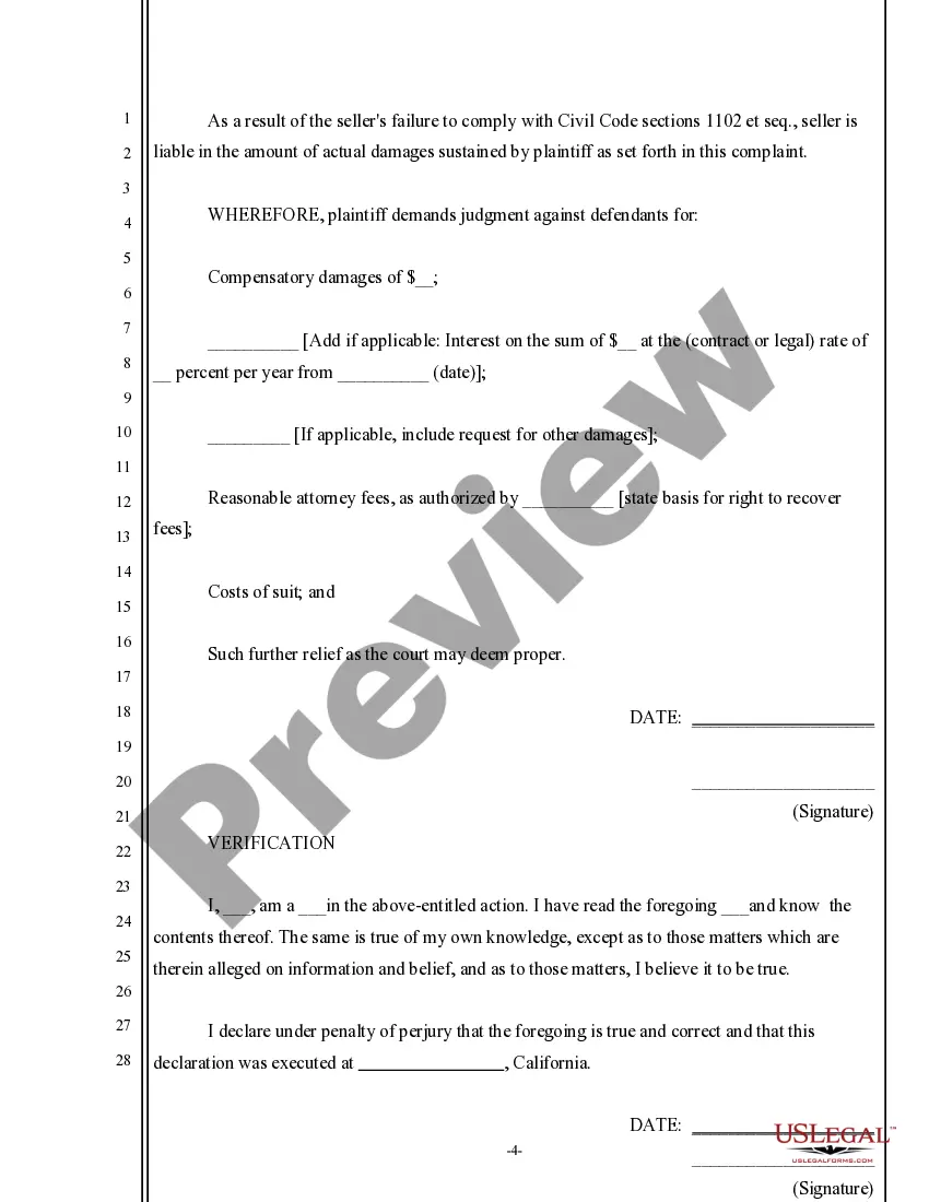 Get Complaint for Breach of Contract for Failure to Disclose Condition of Property Preview Complaint for Breach of Contract for Failure to Disclose Condition of Property