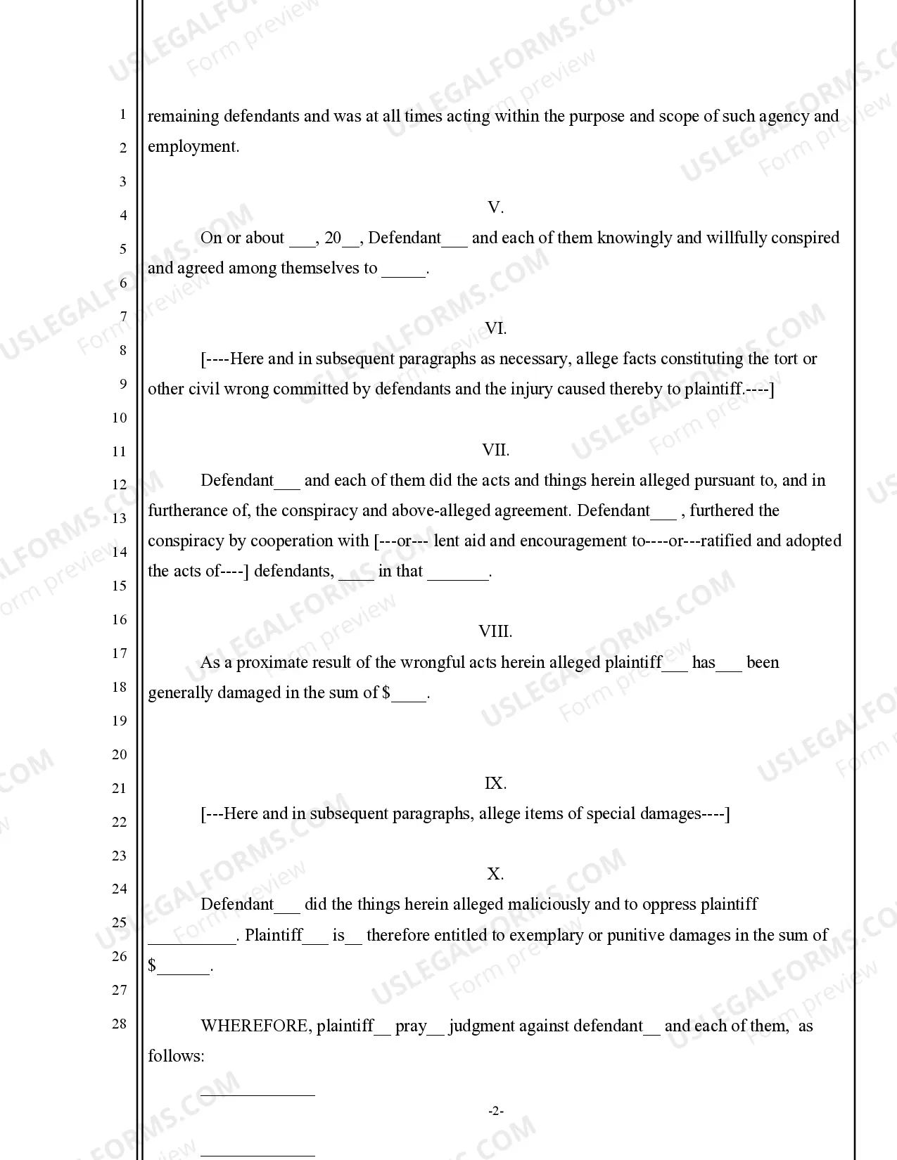 Preview Complaint for Conspiracy