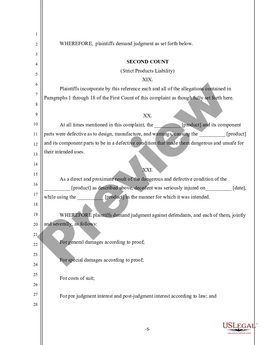 Preview Complaint for Damages and Wrongful Death