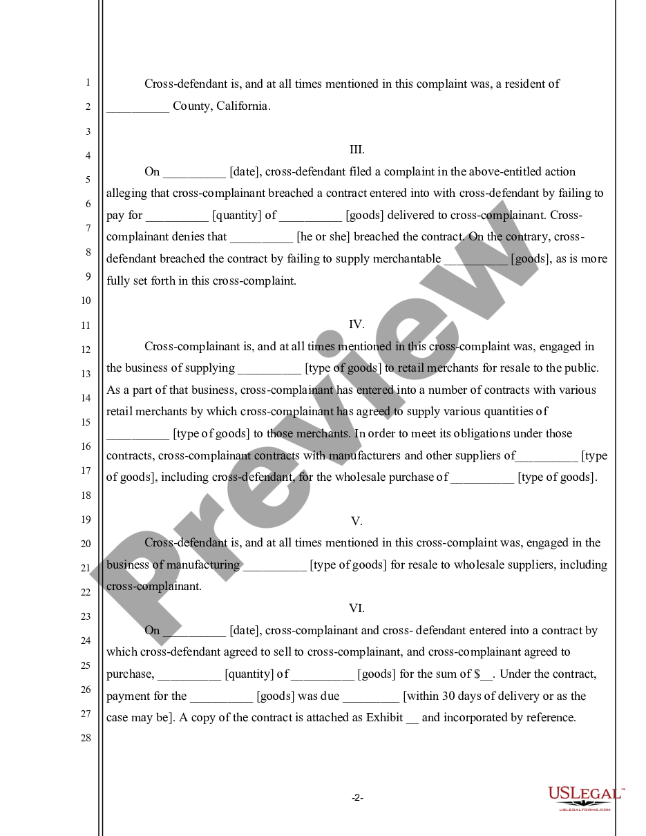 page 1 Cross-Complaint for Damages preview