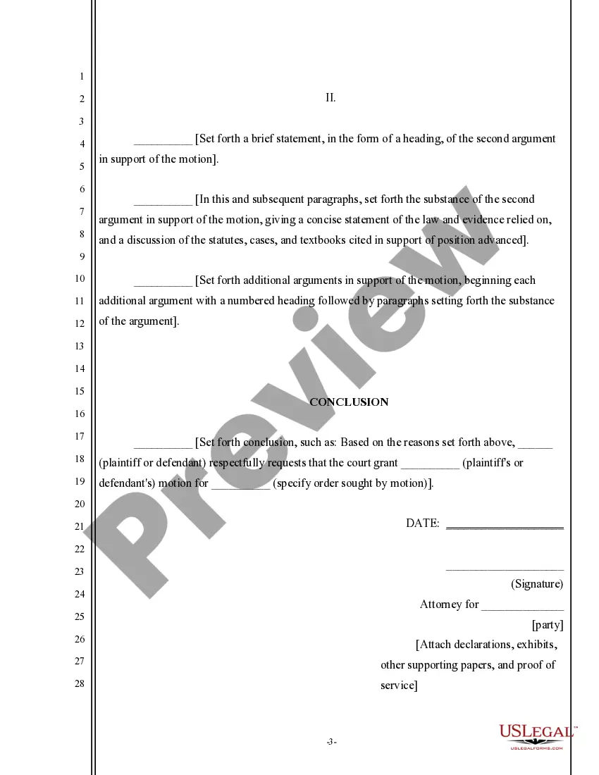 Get Motion for ___ and Declaration of ___ and Memorandum of Points and Authorities Preview Motion for ___ and Declaration of ___ and Memorandum of Points and Authorities