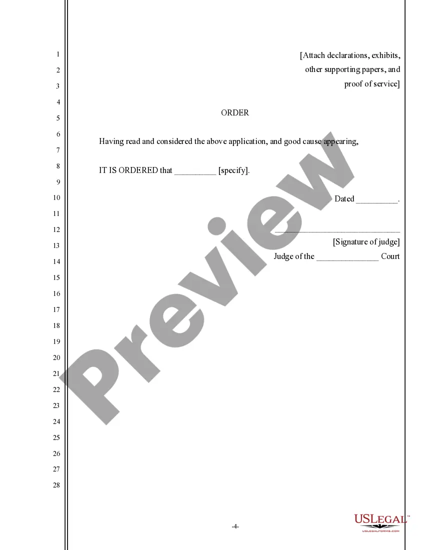 Get Ex Parte Application for Orders and Memo of points and Authorities - General Sample Preview Ex Parte Application for Orders and Memo of points and Authorities - General Sample