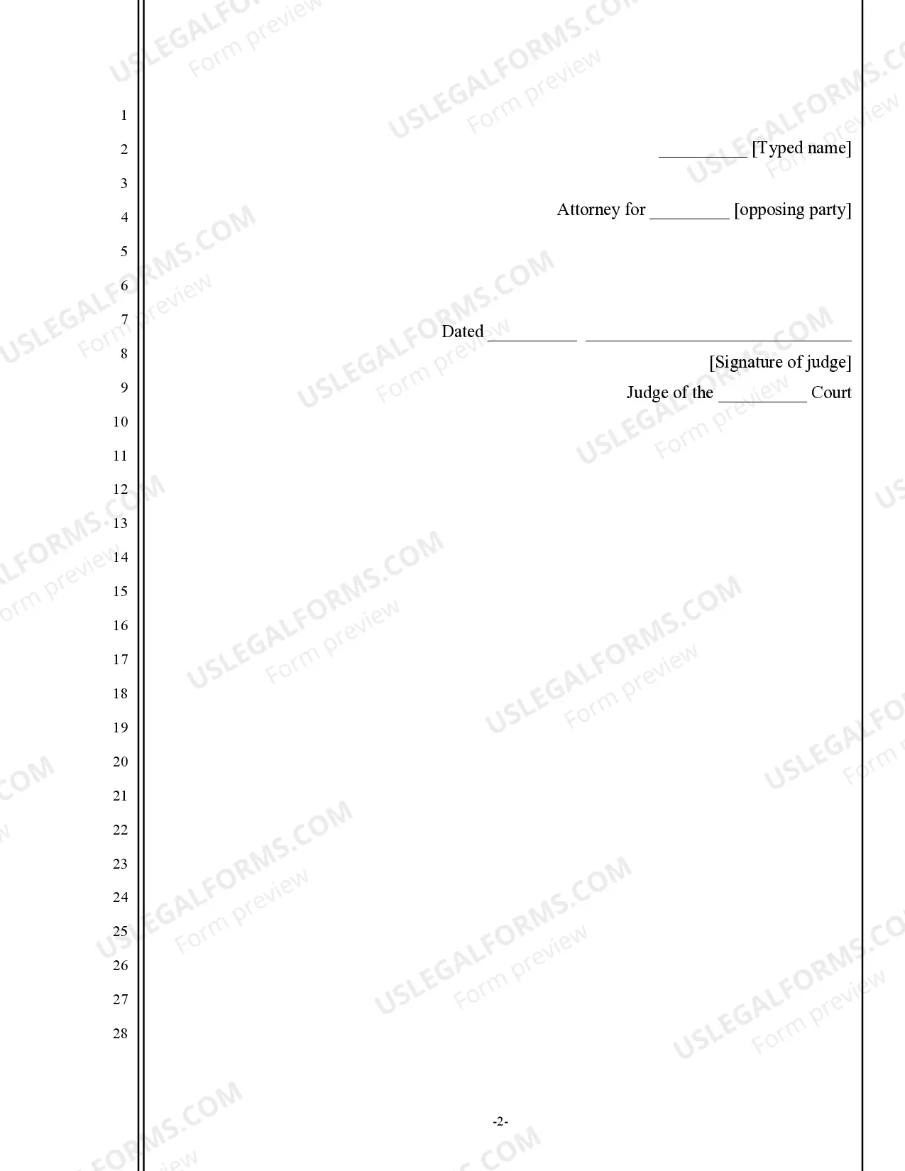 Preview Order After Hearing - General