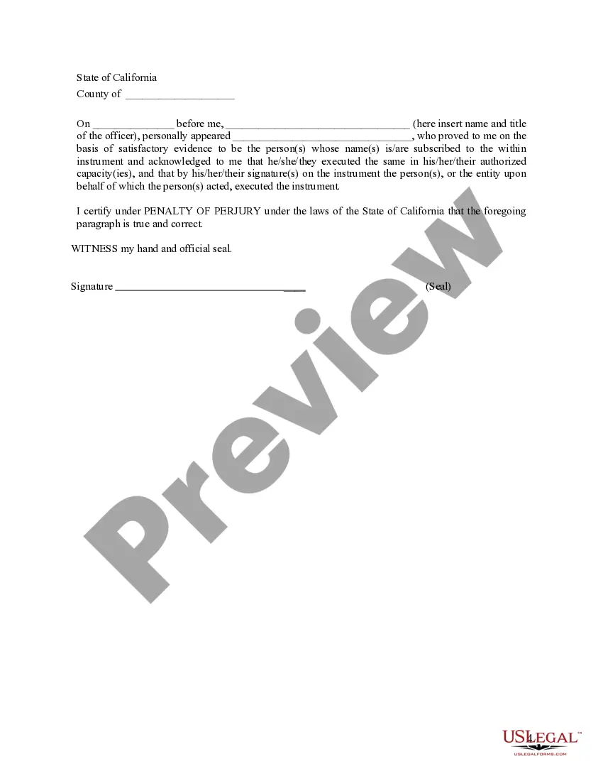 Preview California Certificate of Trust by Individual