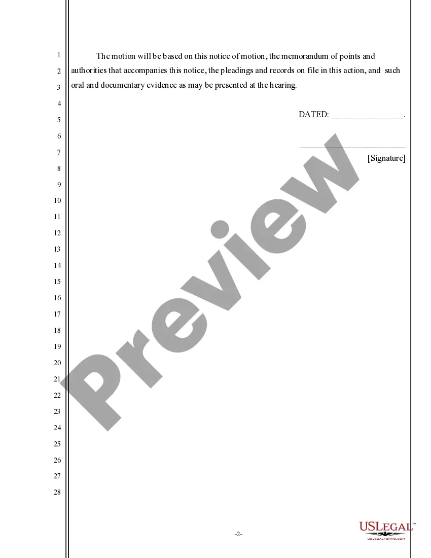 Preview Notice of Motion to Strike the Cause of Action in Plaintiffs Complaint