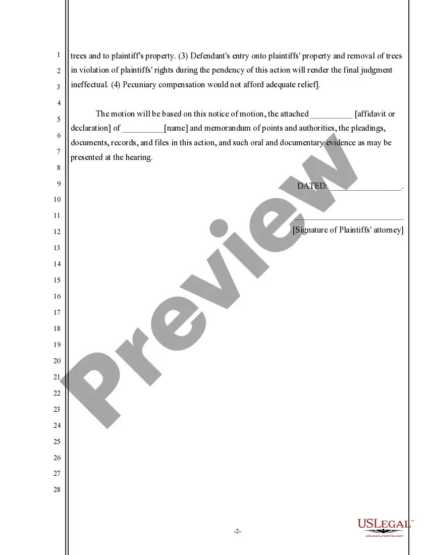 Preview Notice of Motion for Preliminary Injunction