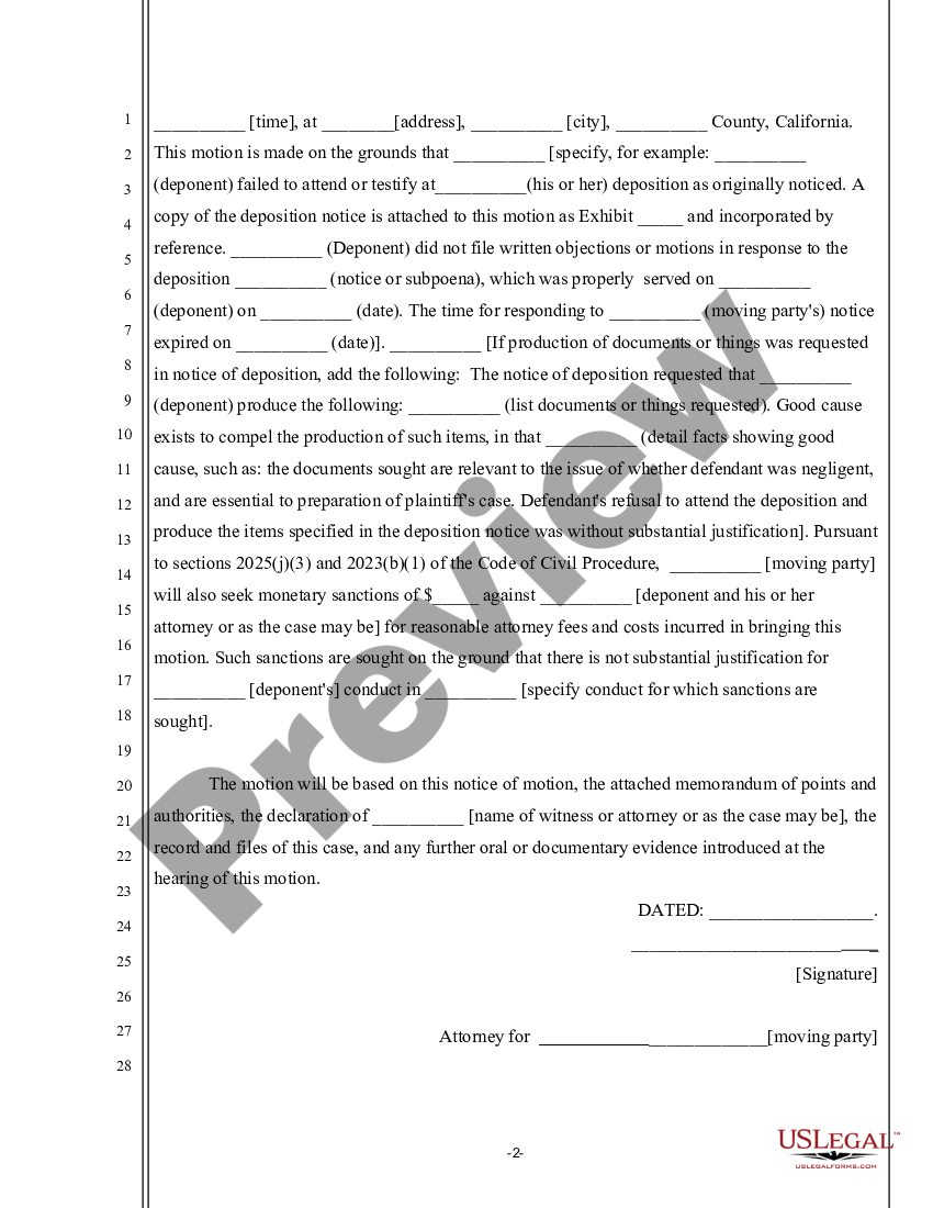 motion to compel deposition sample