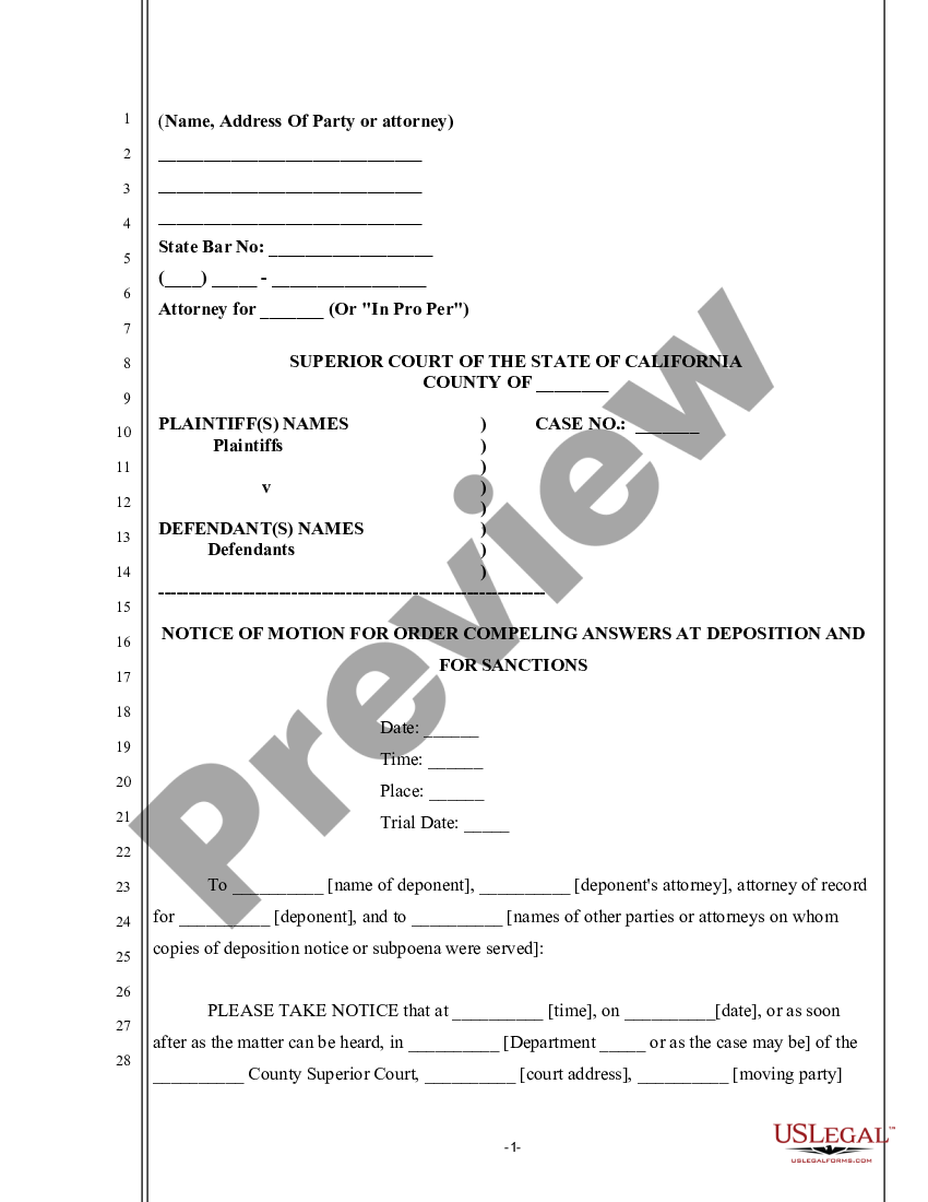 sample motion to compel production of documents california