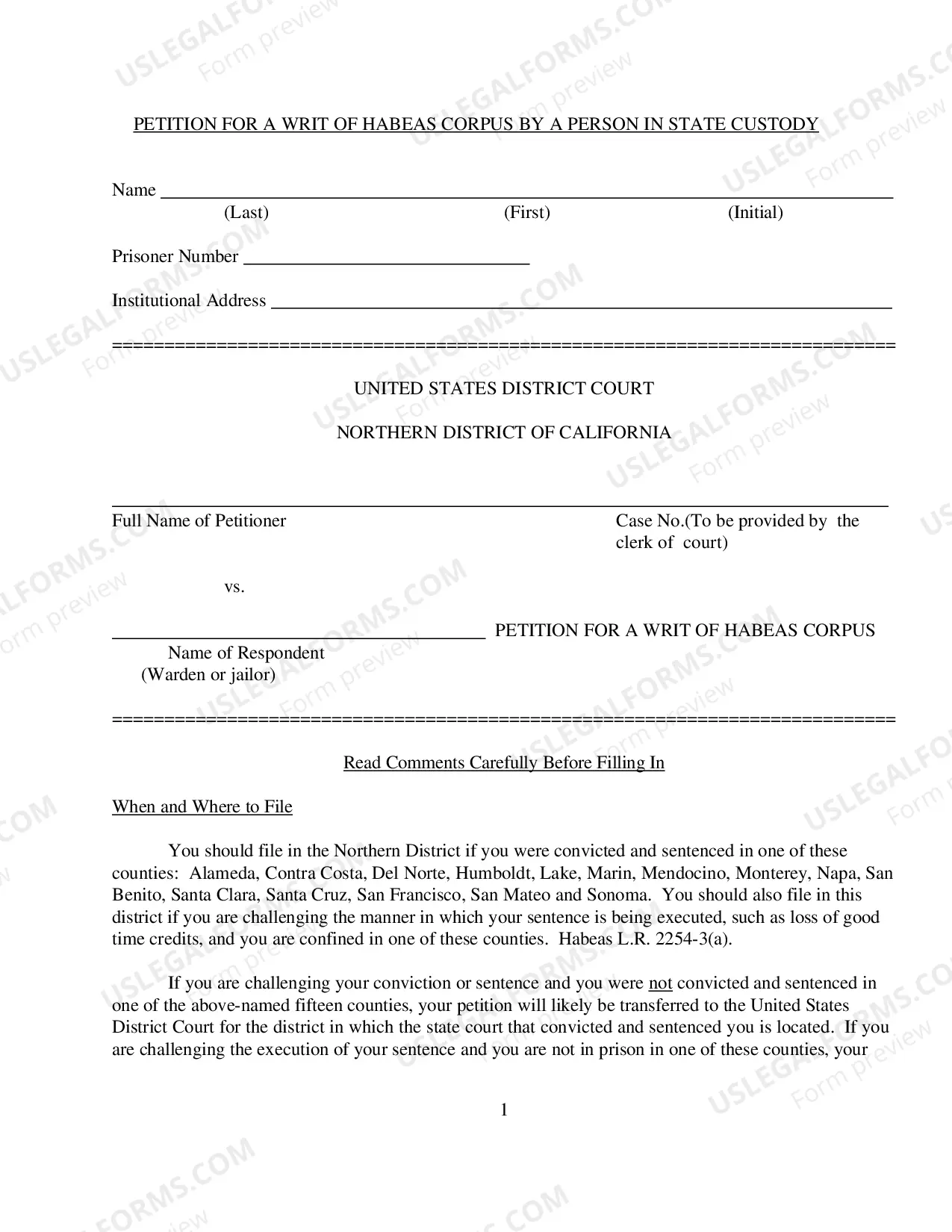 Preview Petition for Writ of Habeas Corpus