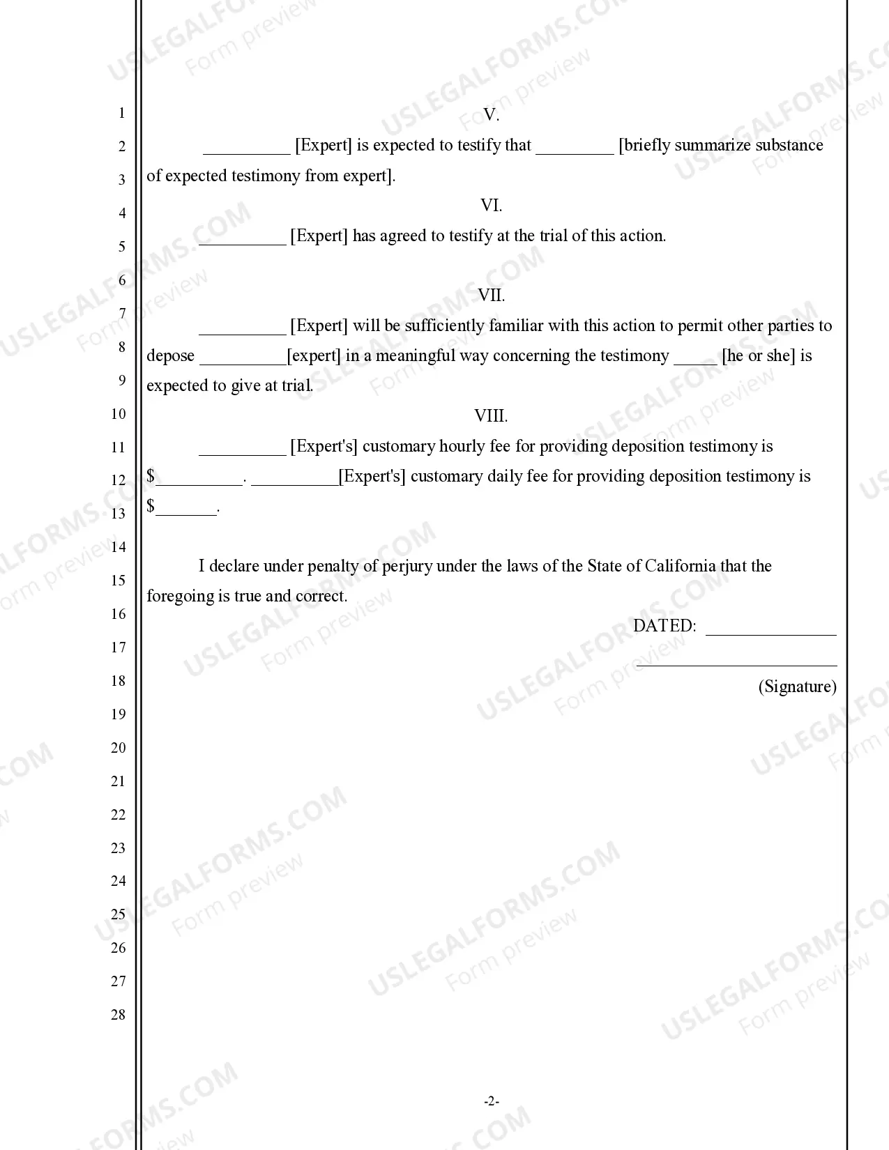 Preview Expert Witness Declaration of Attorney regarding Expert Cross Complaint for Damages