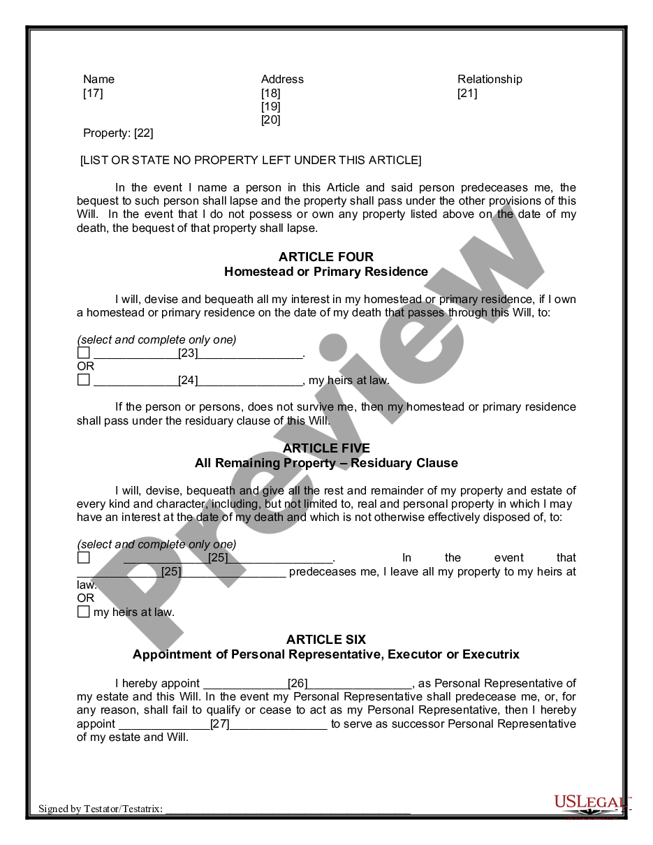 page 4 Mutual Wills containing Last Will and Testaments for Unmarried Persons with No Children preview