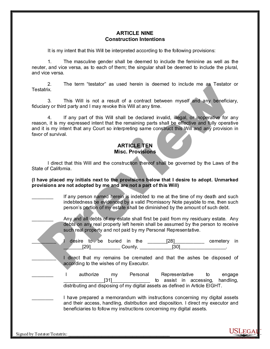 page 7 Mutual Wills containing Last Will and Testaments for Unmarried Persons with No Children preview