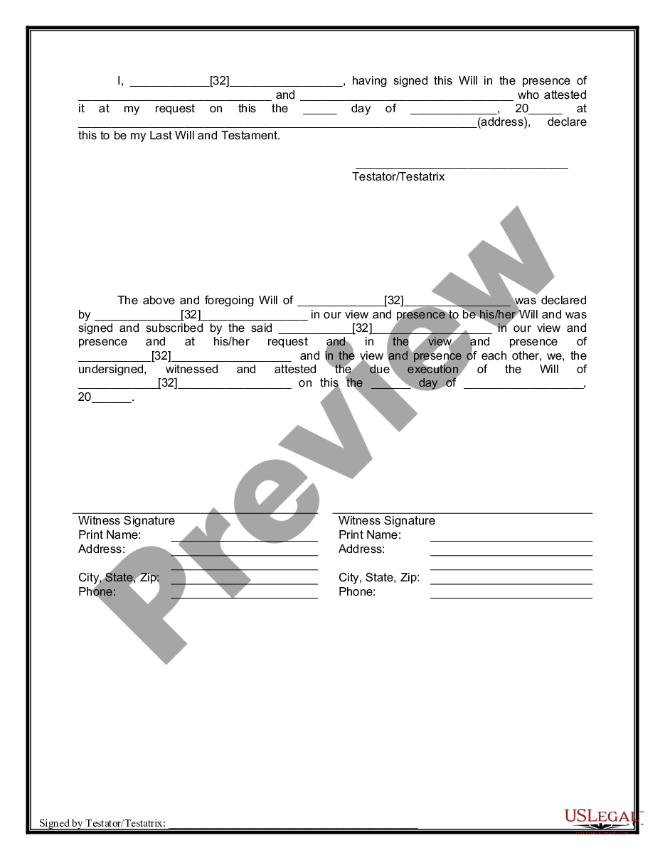 page 8 Mutual Wills containing Last Will and Testaments for Unmarried Persons with No Children preview