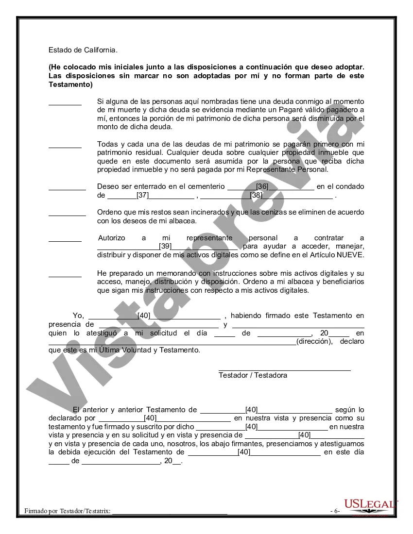 Preview Paquete de Testamentos Mutuos de Últimas Voluntades y Testamentos para Personas Solteras que conviven con Hijos Adultos