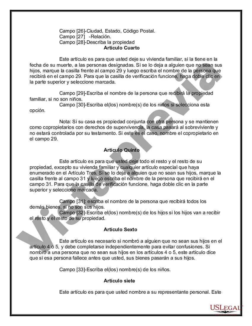 Preview Paquete de Testamentos Mutuos de Últimas Voluntades y Testamentos para Personas Solteras que conviven con Hijos Adultos