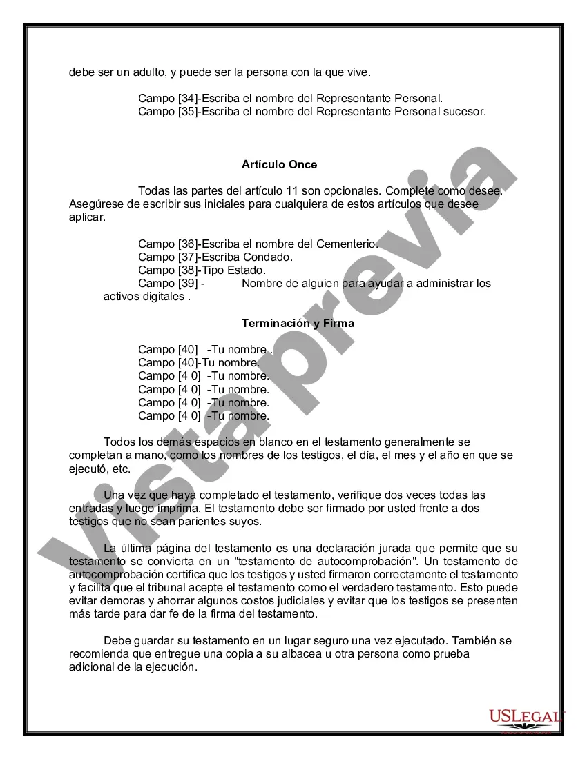 Preview Paquete de Testamentos Mutuos de Últimas Voluntades y Testamentos para Personas Solteras que conviven con Hijos Adultos